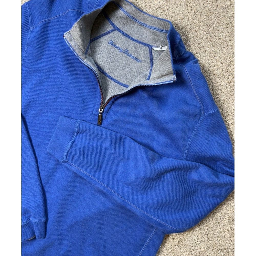 Tommy Bahama Men's Blue 1/4 Quarter Zip Reversible‎ Pullover Sweater *XL* Blue
